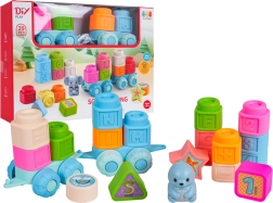 Set di cubi morbidi con lettere e locomotiva