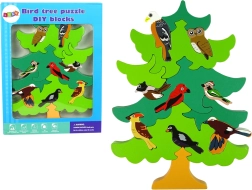 Puzzle ad albero con uccelli del bosco fai da te