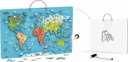 Viga lavagna educativa 2 in 1 con mappa magnetica del mondo Montessori