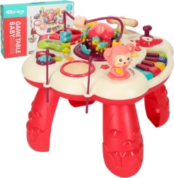 Tavolino didattico interattivo con pianola e tamburi rosa Bibi-inn