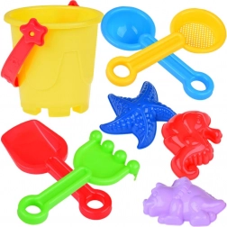 Set di giocattoli per la sabbia – secchiello, formine e rastrello