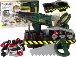 Set da bricolage verde per bambini con trapano a batteria