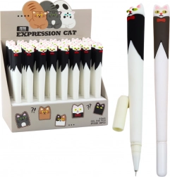 Penna gel nera con gatto e farfalla, inchiostro blu