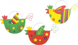 Gallinelle di legno colorate – set da 3 pz
