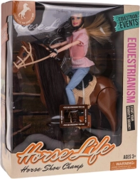 Bambola a cavallo con accessori