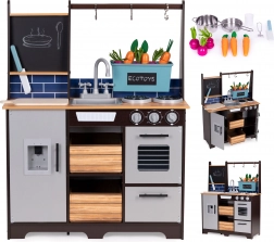 Grande cucina giocattolo in legno con banco per verdure e accessori ECOTOYS