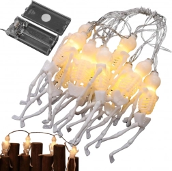 Catena luminosa LED di Halloween con scheletri 2 m, 10 pendenti, bianco caldo