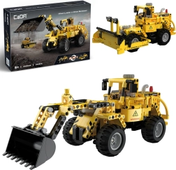 Set di costruzioni CaDA veicoli da cantiere gialli 2 in 1 pala caricatrice e bulldozer
