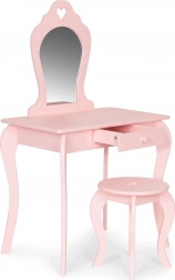 Grande toeletta per bambini in legno con specchio rosa ECOTOYS