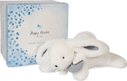Set regalo Doudou - coniglietto di peluche con pompon bianco
