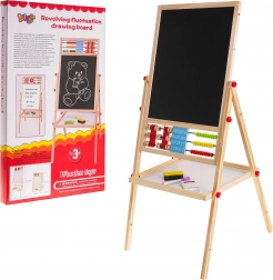Lavagna per bambini in legno, doppia faccia 3+ magnetica e a gesso con accessori