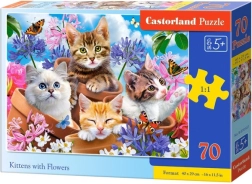 Puzzle 70 pezzi Gattini con fiori