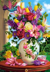Puzzle 1500 pezzi Vaso con fiori – Colibrì