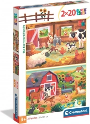 Puzzle famiglia della fattoria 2×20 pezzi CLEMENTONI