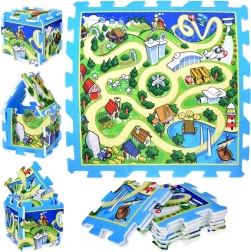 Puzzle in schiuma città – strade, tappetino da gioco per bambini 93 × 93 cm