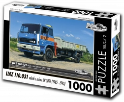 Puzzle Retro Auto Liaz 110.031 Cassone con Gru HR 3001, 1000 Pezzi