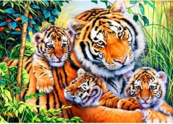 Diamond painting Tigre con i cuccioli 40 × 30 cm - 1 pezzo