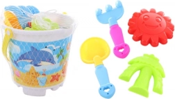 Set da sabbia con secchiello, paletta, rastrellino e formine