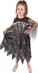 Costume da strega per bambine con ragnatela 6–8 anni