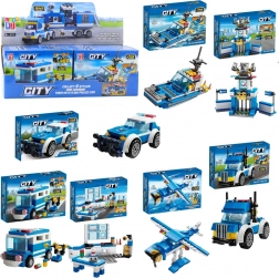 Set di costruzione polizia 8in1 – veicoli, edifici ed elicottero (98–118 pezzi)