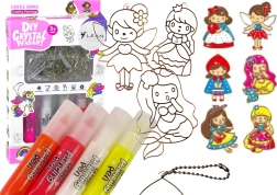 Set di pendenti a vetrofania da colorare – principesse, 6 pezzi