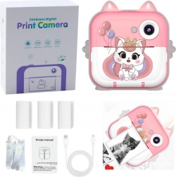 Fotocamera istantanea con stampante termica Gatto Rosa