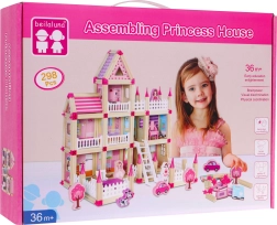 Set di costruzioni in legno per bambini 3+ Casa MEGA Rosa 268 pz