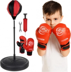 set da boxe per bambini con pera da allenamento su supporto e guantoni a altezza regolabile