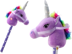 Testa di unicorno in peluche su bastone Hobby Horse suoni