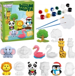 Woopie set creativo con colori DIY – calchi in gesso di animaletti da colorare
