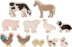 Animali da fattoria in legno Micki – set da 11 personaggi