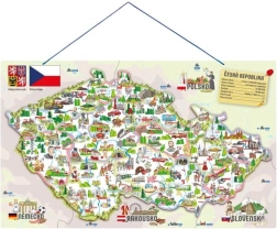 Mappa magnetica WOODY della Repubblica Ceca con immagini e gioco di società 3 in 1