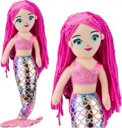 Bambola sirena di peluche con coda olografica rosa 48 cm