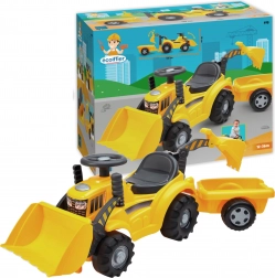 Ecoiffier trattore con rimorchio giallo e benna intercambiabile – cavalcabile per bambini