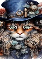 Pittura diamantata gatto steampunk 30 × 40 cm