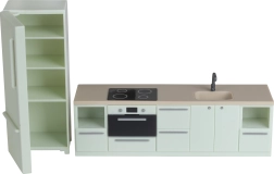 Arredamento da cucina con frigorifero per casa delle bambole Lundby