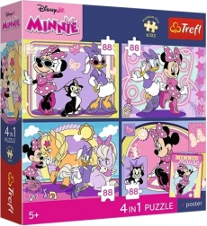 Trefl Disney Minnie Mouse puzzle 4 in 1 (4×88 pezzi) Momenti magici + poster da collezione
