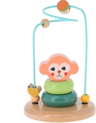 Labirinto motorico in legno colorato con scimmietta