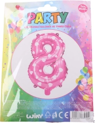 Palloncino gonfiabile numero 8 rosa con cuoricini