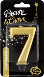 candela numero 7 in colore oro metallizzato GODAN Beauty & Charm 8 cm