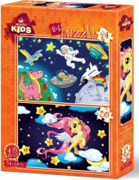 Puzzle Astronauta e puledro di Pegaso 24 + 35 pezzi