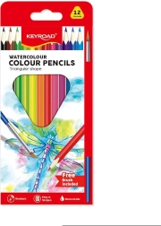 Pastelli acquerellabili KEYROAD triangolari 12 colori con pennello