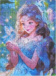 Puzzle Fata blu con glitter, 100 pezzi