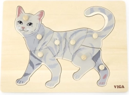 Puzzle in legno con pomelli gatto VIGA Montessori