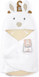 doudou copertina in peluche bianca con cappuccio Happy Wild 70 cm