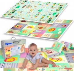 Tappetino da gioco pieghevole bifacciale in schiuma HUMBI XPE 120 × 180 × 0,8 cm – animaletti e viuzze
