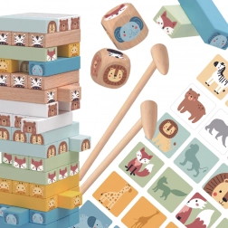 Tooky Toy torre di equilibrio in legno con animali, 82 pezzi