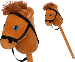 Cavallino di peluche su bastone 75 cm marrone