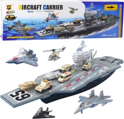 Grande portaerei militare con carri armati e aerei 70cm