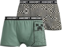Boxer da bambino Minecraft verde-grigio (duopack 2 pz)